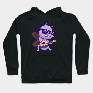 Cute Mosquito Playing Guitar Cartoon Hoodie